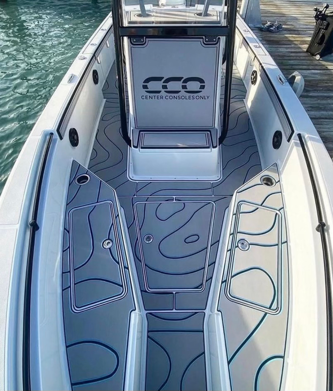 Flowing routed lines around the console, hatches and side panels.