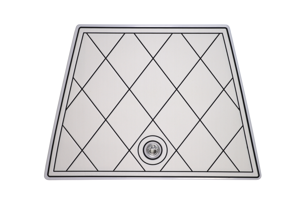 SeaDek diamond pattern hatch cover, custom marine flooring with diamond-stitched design